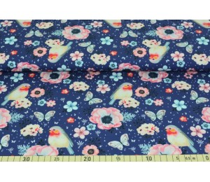 Baumwolle Rotkehlchen blau